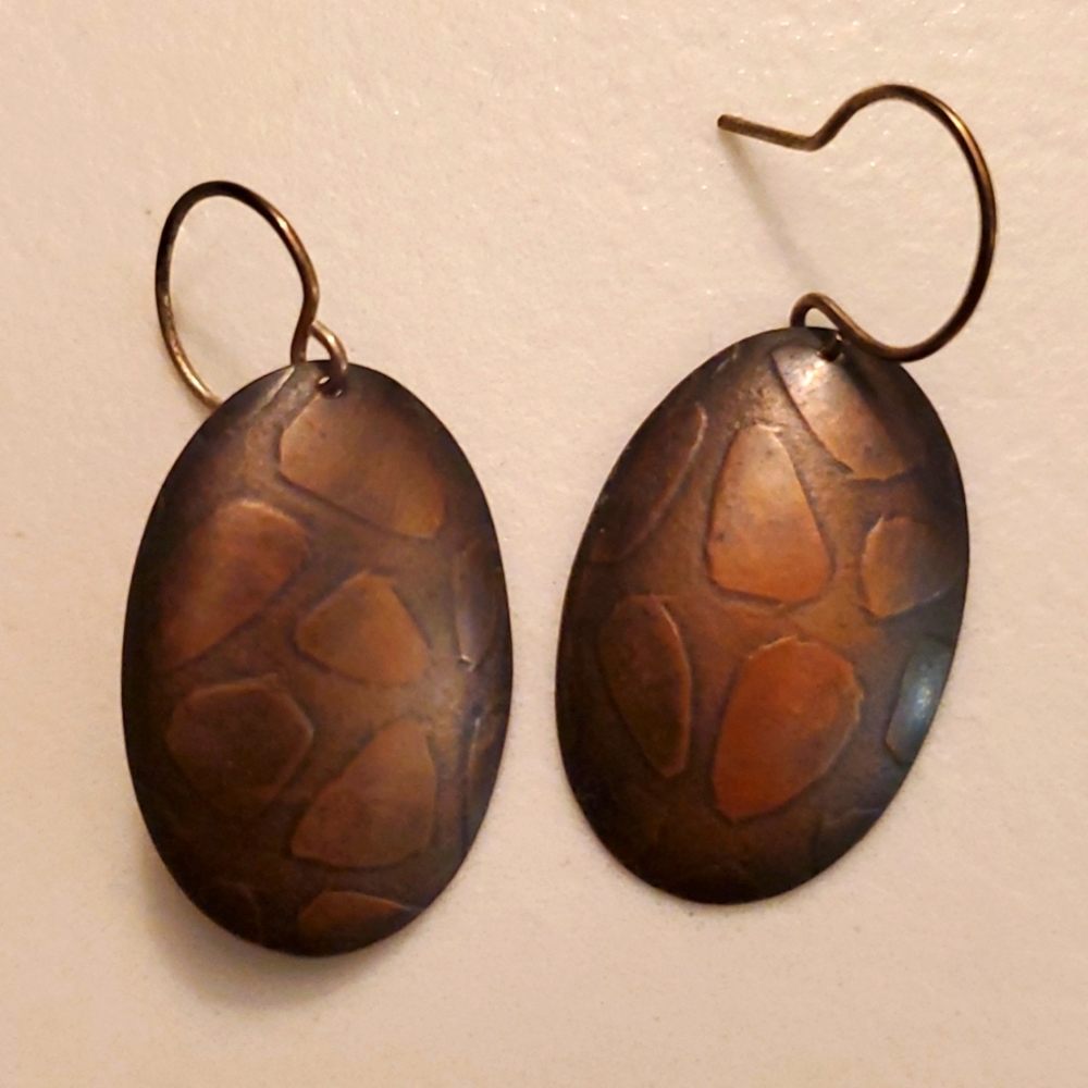 Stamped Copper Earrings